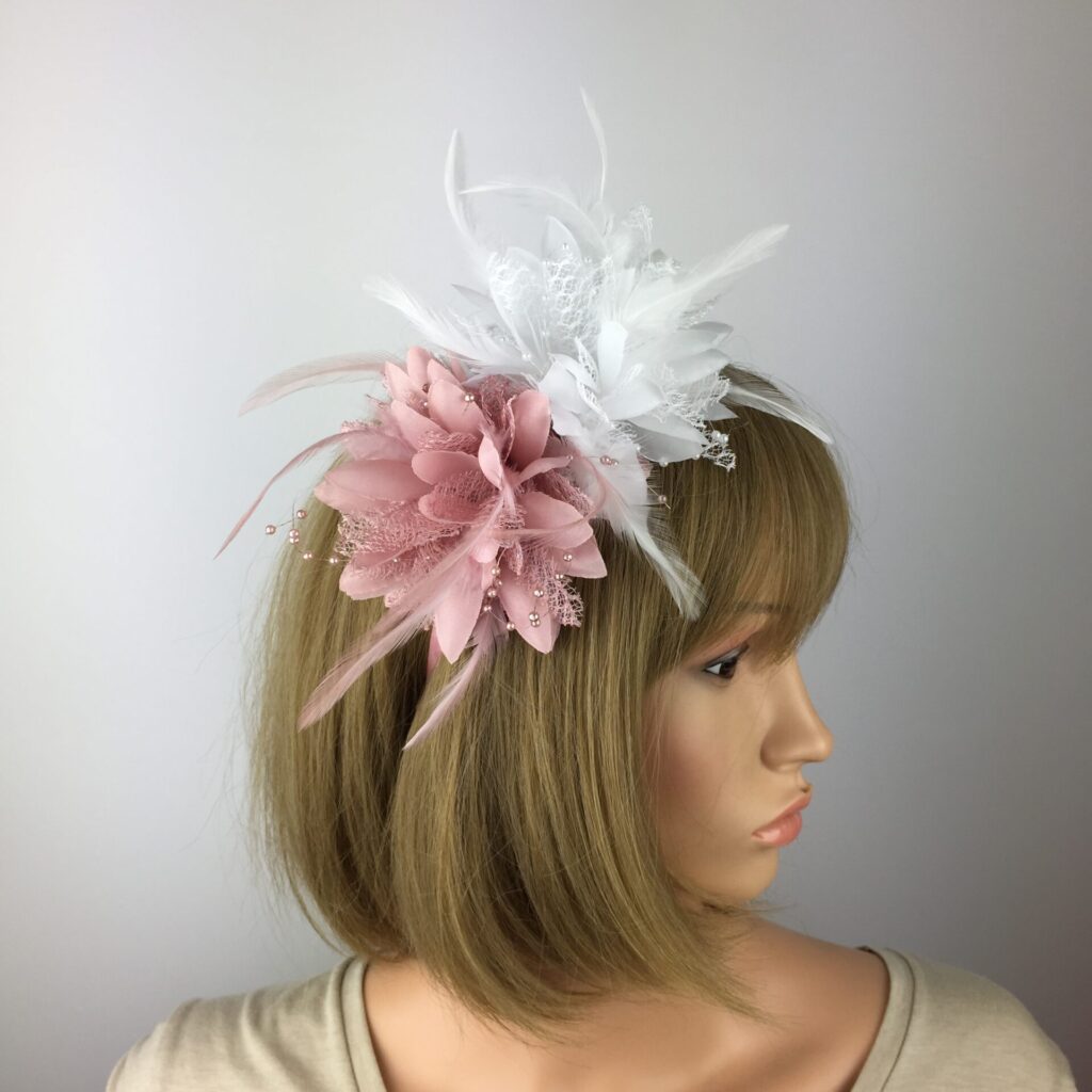 Pale Pink Light Pink Fascinator Headband, shops White, Champagne Beige Derby Fascinator, Flower Girl Headband, Champagne Beige Fascinator