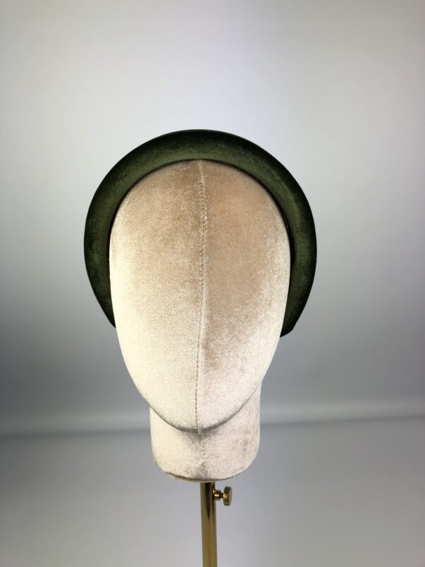 Khaki Green Velvet Headband - Image 3