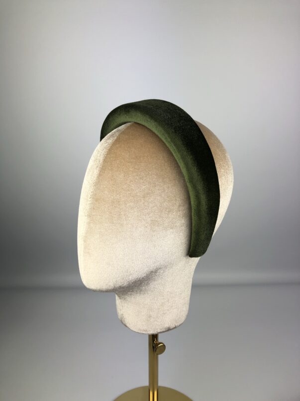 Khaki Green Velvet Headband - Image 2