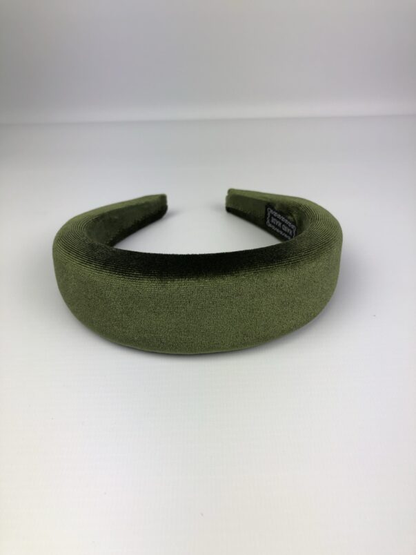 Khaki Green Velvet Headband - Image 4