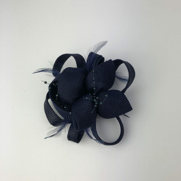 Navy Blue Fascinator on Clip Corsage - Image 4