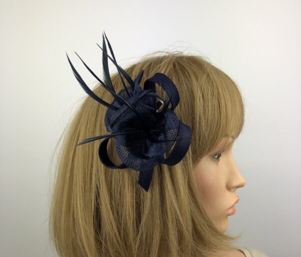 Navy Blue Fascinator Corsage