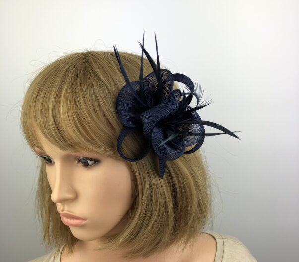 Navy Blue Fascinator Corsage - Image 2