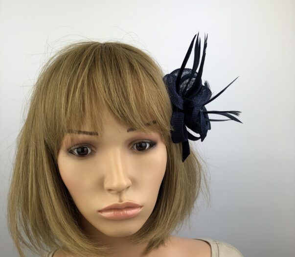 Navy Blue Fascinator Corsage - Image 3