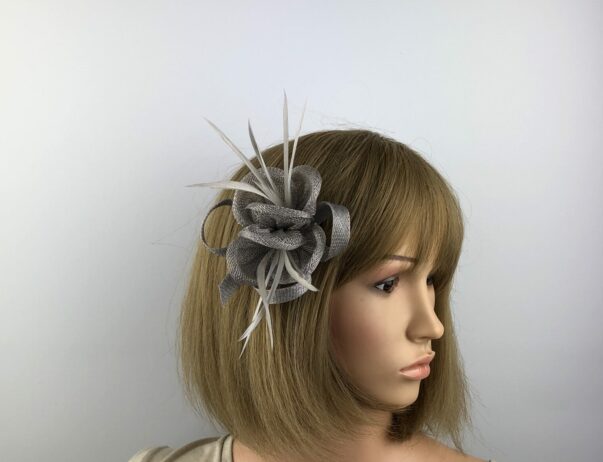 Silver Grey Fascinator on Clip